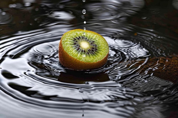 Le kiwi est jeté dans l'eau.