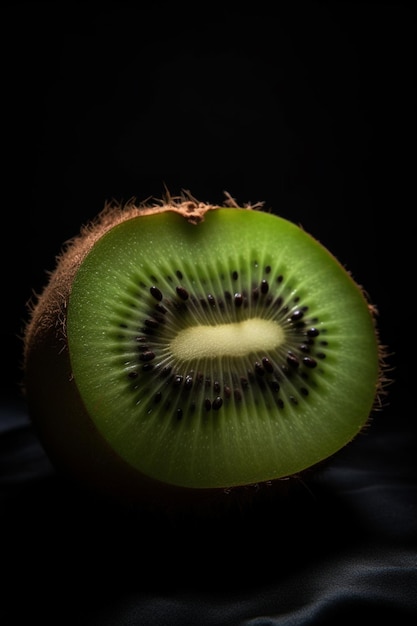 Un kiwi avec un fond noir