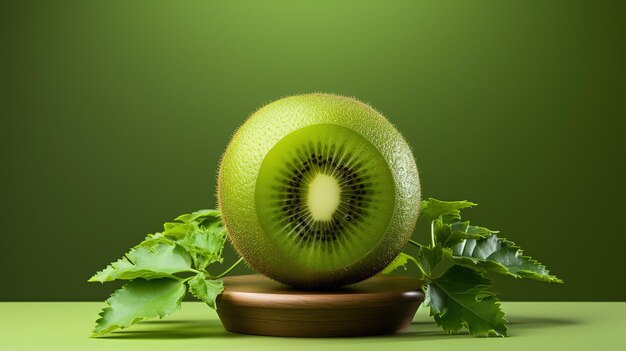 Un kiwi vert avec un fond vert