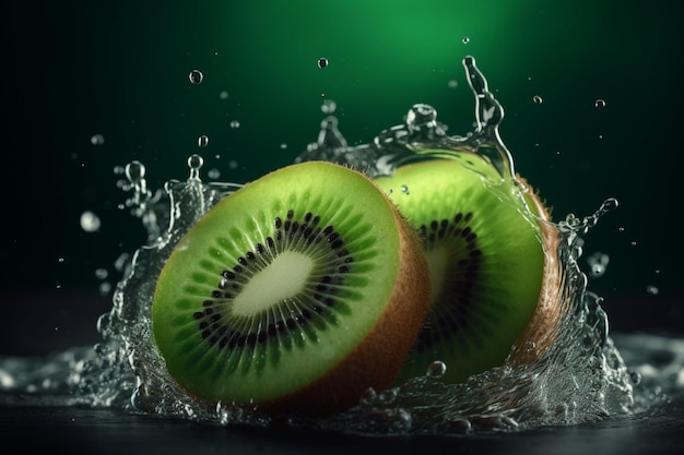 Kiwis dans une éclaboussure d'eau