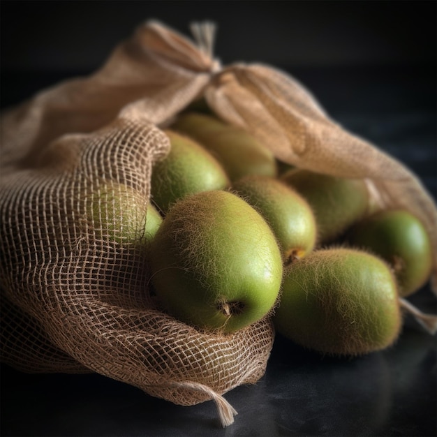 Kiwis dans un sac en filet Fermer