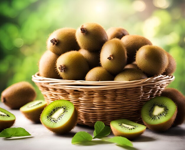 Kiwis mûrs et appétissants dans un panier débordant