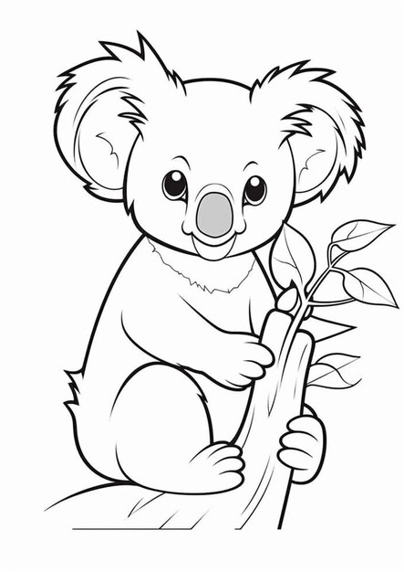 Un koala assis sur une branche avec une branche à la main AI Generative