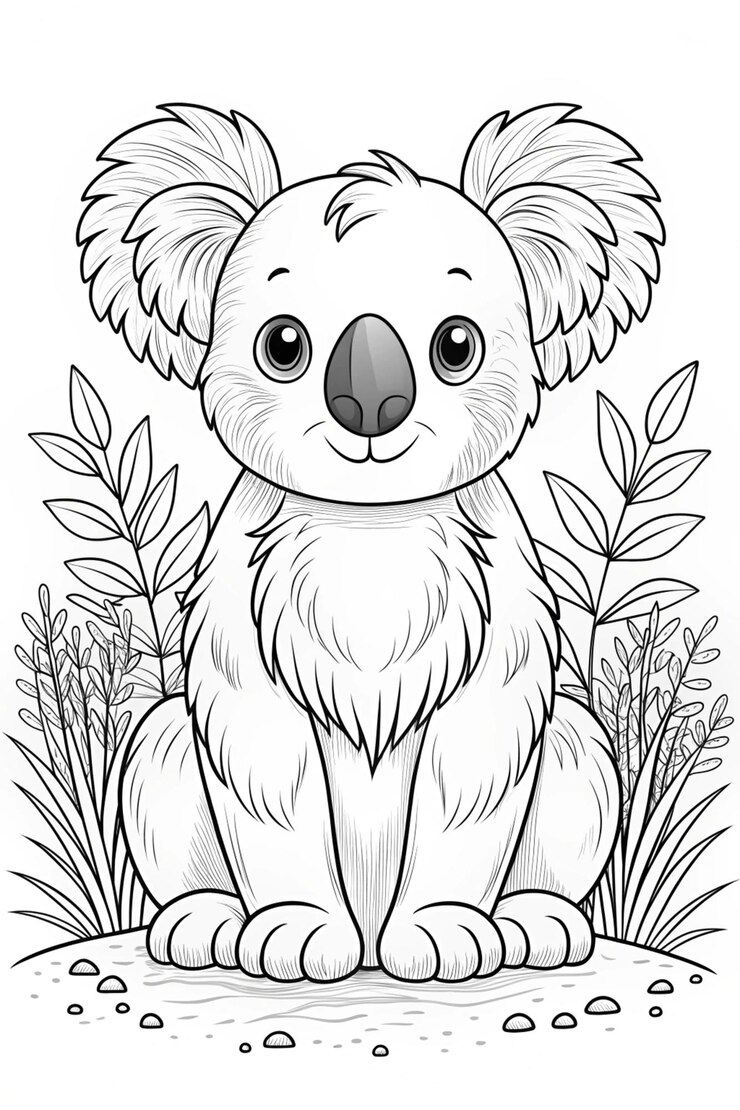 Photo le koala au sol avec de l'herbe la nature simple