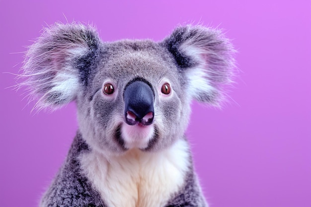 Photo un koala avec la bouche ouverte et regardant la caméra