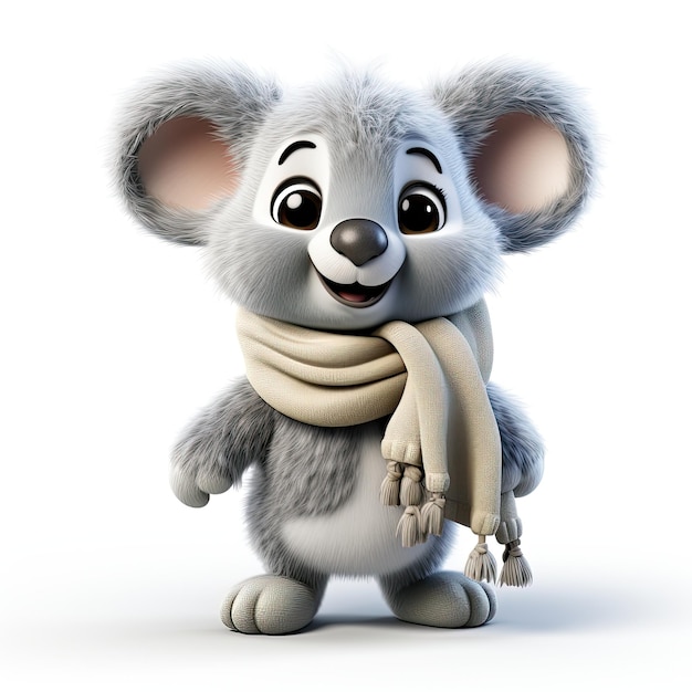 Koala de dessin animé d'illustration avec une écharpe élégante