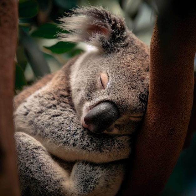 Un koala endormi dans un arbre