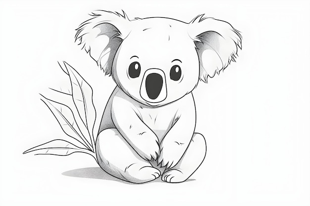 Un koala est assis sur une branche avec des feuilles.