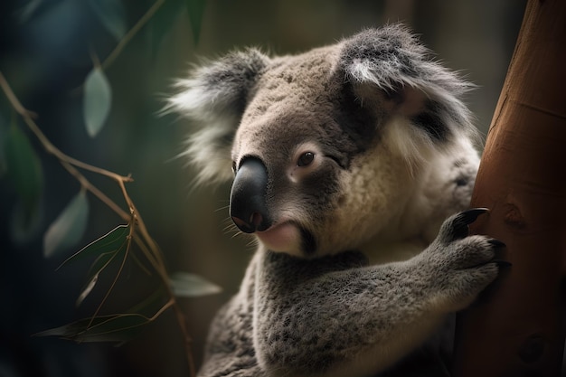 Un koala est perché sur une branche