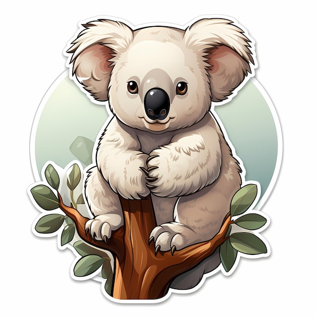 un koala avec des fleurs et un fond rouge avec des montagnes en arrière-plan