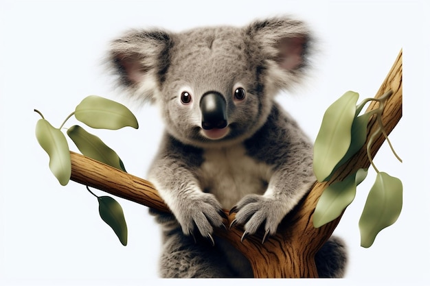 Koala sur fond blanc Ai générative