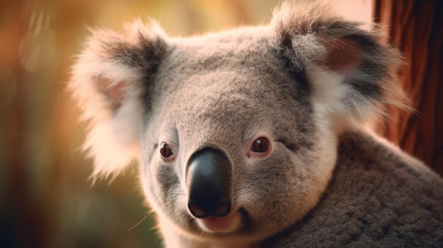 Un koala avec un fond jaune