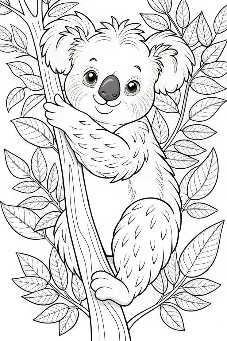 Photo le koala grimpe à l'arbre