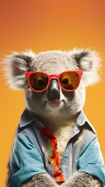 Un koala heureux portant des lunettes de soleil