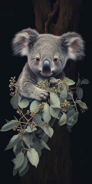 un koala avec un koala sur le dos