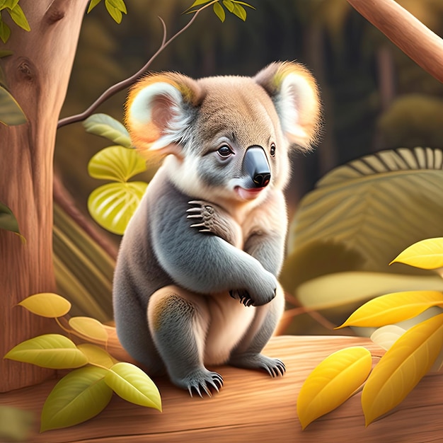 Un koala mignon dans son habitat naturel Œuvre d'art numérique