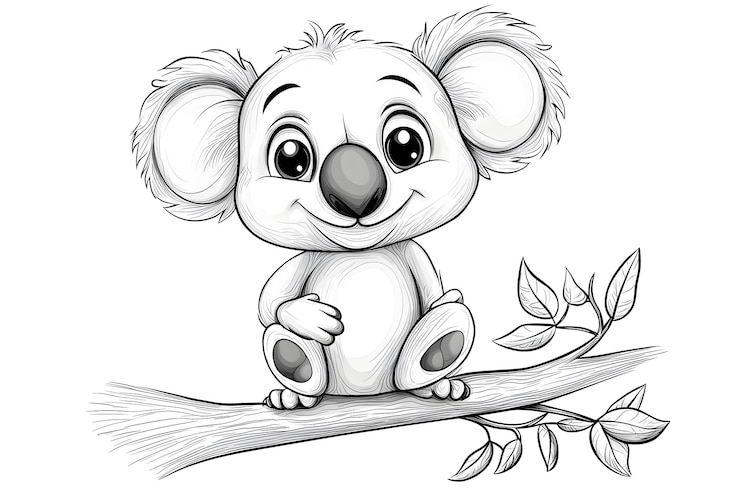 Photo le koala noir et blanc minimaliste pour les enfants