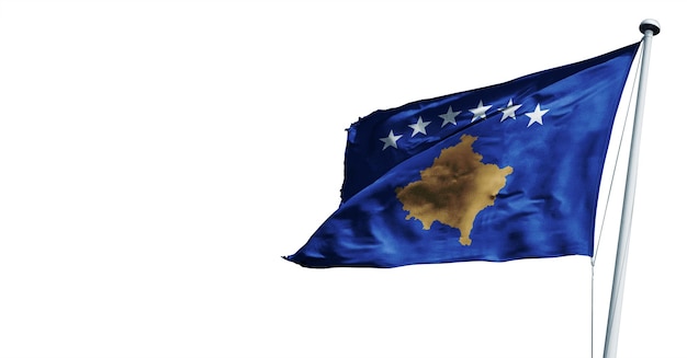 kosovo agitant un drapeau de rendu 3d, sur un fond blanc. - image