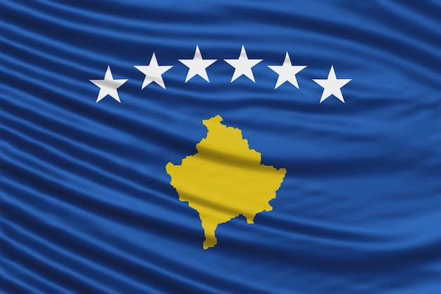 Kosovo Flag Wave Close Up, fond de drapeau national