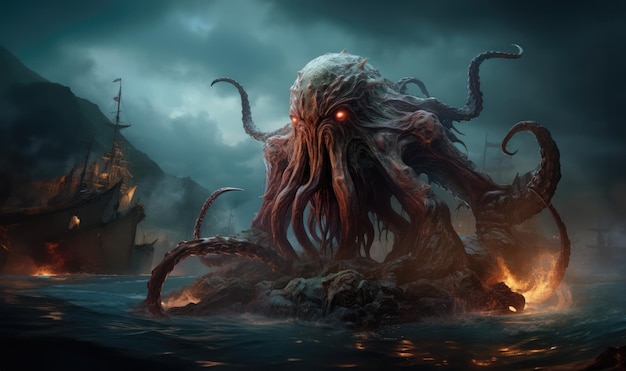 Le Kraken est un monstre marin mythologique de taille gigantesque.