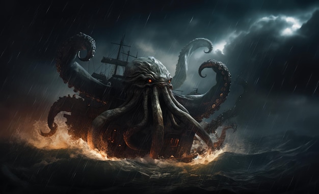 Le Kraken est un monstre marin mythologique de taille gigantesque.