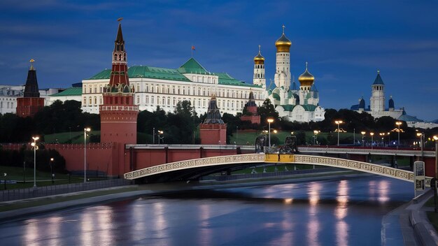 Photo le kremlin de moscou dans la nuit d'été