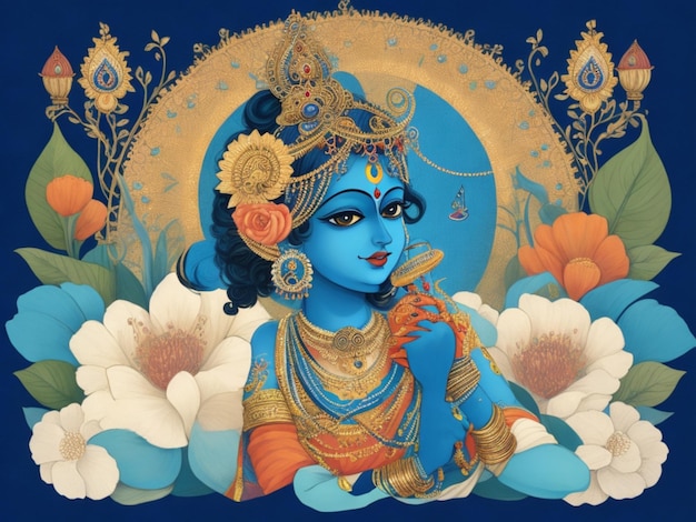 Krishna religieux coloré de vecteur libre