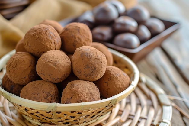 Photo kue bola cokelat biscuits ou biscuits au chocolat à boules de biscuits indonésiens collation de l'aïd kue lebaran