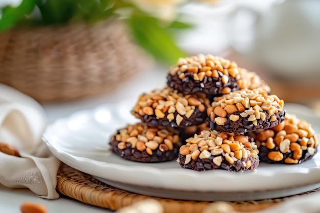 Photo kukis kacang coklat les biscuits d'arachide au chocolat les biscuits indonésiens de l'aïd