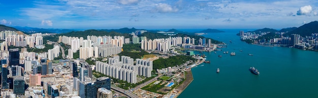 Kwun Tong, Hong Kong 03 septembre 2019 : Vue de dessus de la ville de Hong Kong