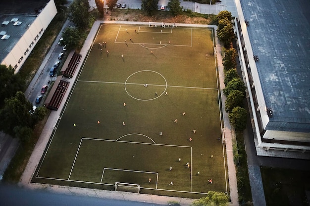 Kyiv Ukraine 15 septembre 2019 Terrain de football dans la cour d'un complexe résidentiel