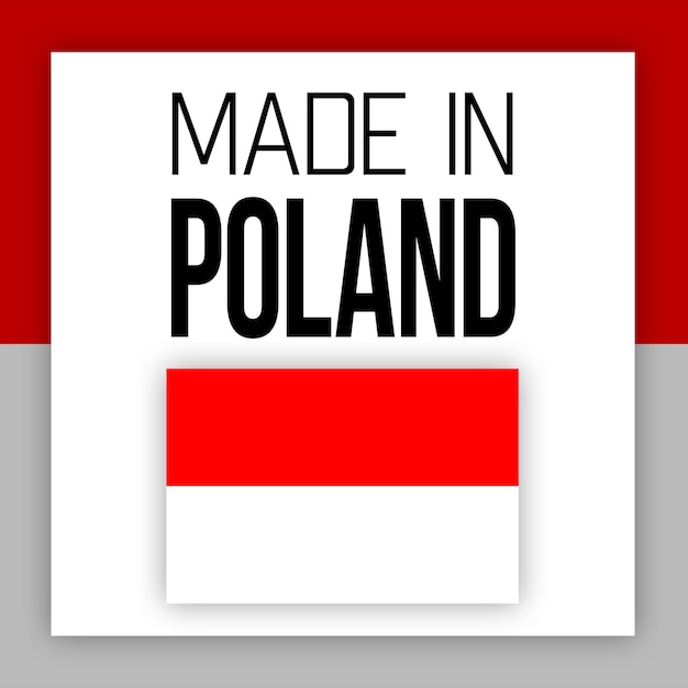 Label fabriqué en Pologne, illustration avec drapeau national