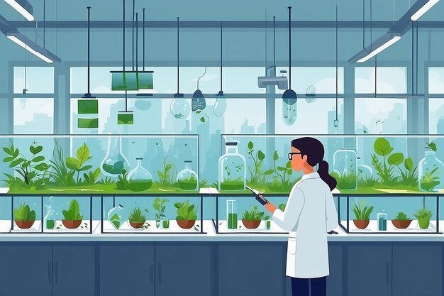 laboratoire avec des étudiants menant des expériences sur l'impact du changement climatique sur la biodiversité