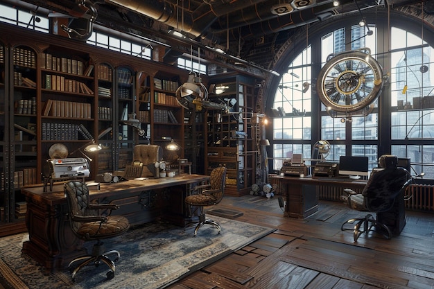 Laboratoire Steampunk, bureau à domicile avec industrie