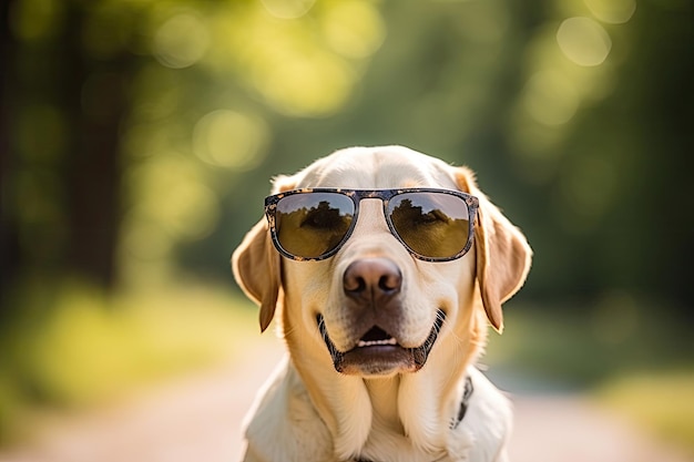 Le labrador porte des lunettes