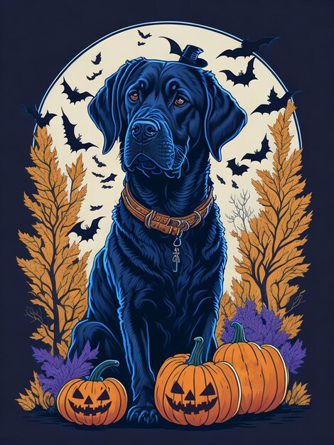 labrador retriever illustration vectorielle conception de t-shirt halloween ai générative