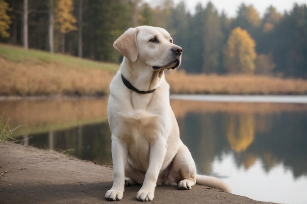 Photo le labrador retriever réfléchi dans la contemplation