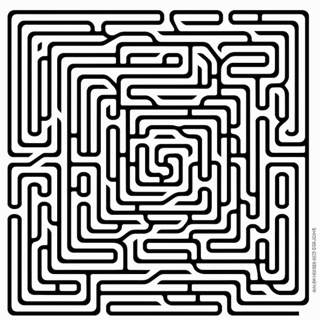 Un labyrinthe avec un contour noir et le mot labyrinthe en haut.