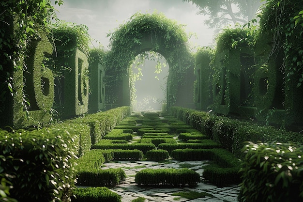 Photo un labyrinthe de jardins enchanteurs avec de hautes haies