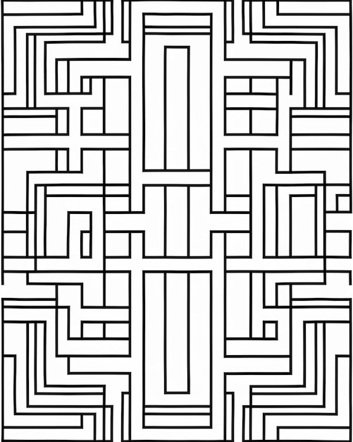 Photo un labyrinthe avec un motif noir et blanc dessus ia générative