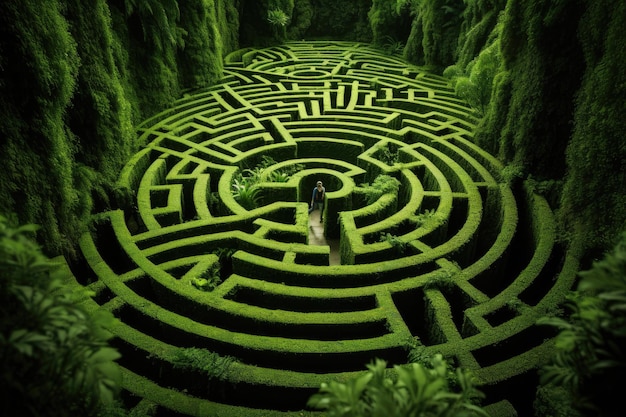 Labyrinthe vert de plantes