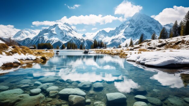 Photo le lac alpin, une beauté tranquille en altitude