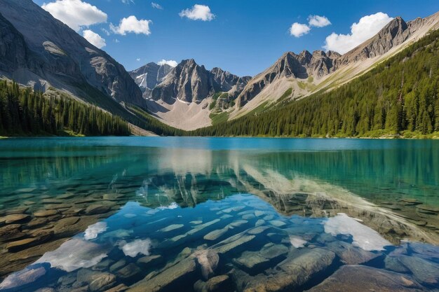 Photo un lac alpin avec des eaux cristallines et des montagnes