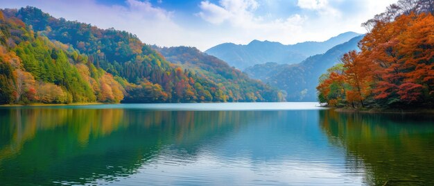Un lac d'automne tranquille avec un feuillage coloré