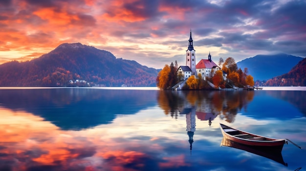 Lac de Bled en Slovénie, monument célèbre et très populaire