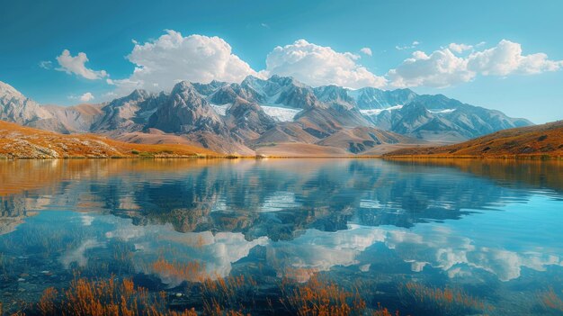 Un lac brumeux entouré d'arbres