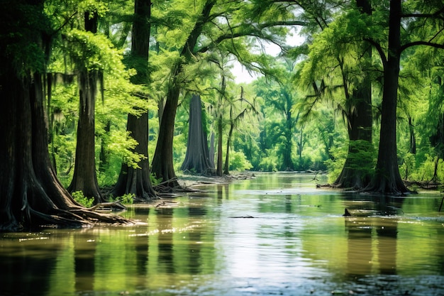 lac dans la forêt génératif Ai