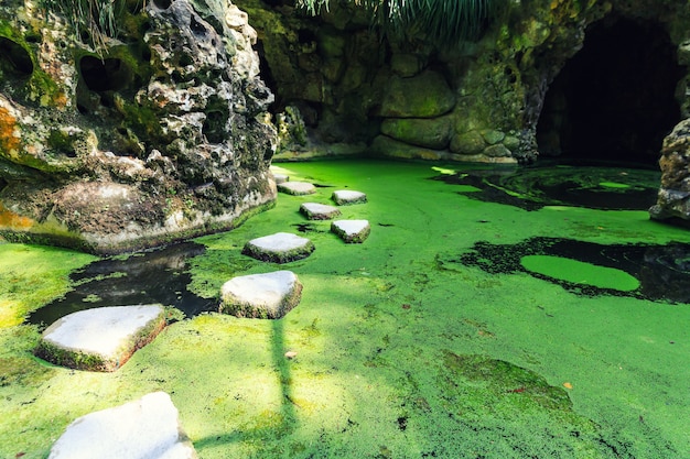 Lac dans les grottes