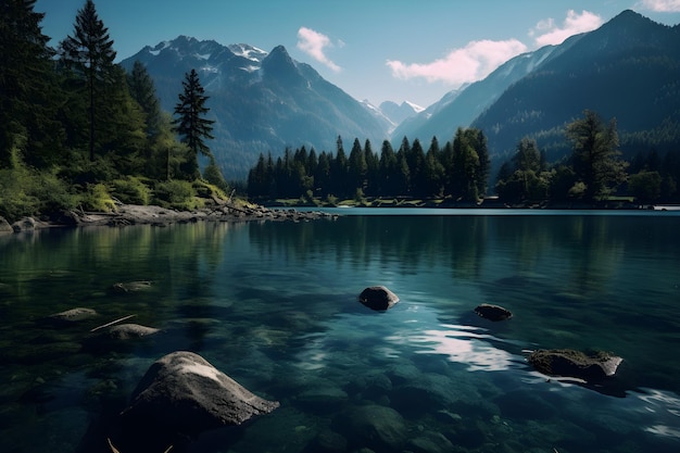 Lac dans les montagnes généré par ai