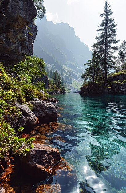 un lac dans les montagnes